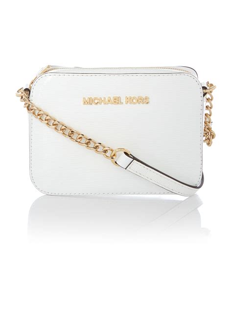 michael kors white purse with gold chain|white crossbody purse.